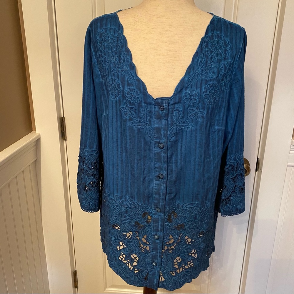 SOFT SURROUNDINGS JACKET SHELL TOP BLUE FLORAL Size M